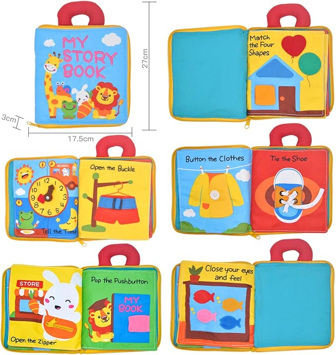 beiens Quiet Book Montessori Toys, Busy Board for Toddlers 1 2 3 4, Toddler Activities Busy Book, Toddlers Travel Toy, Sensory 3D Cloth Books for Infants Baby Boys and Girls Gift