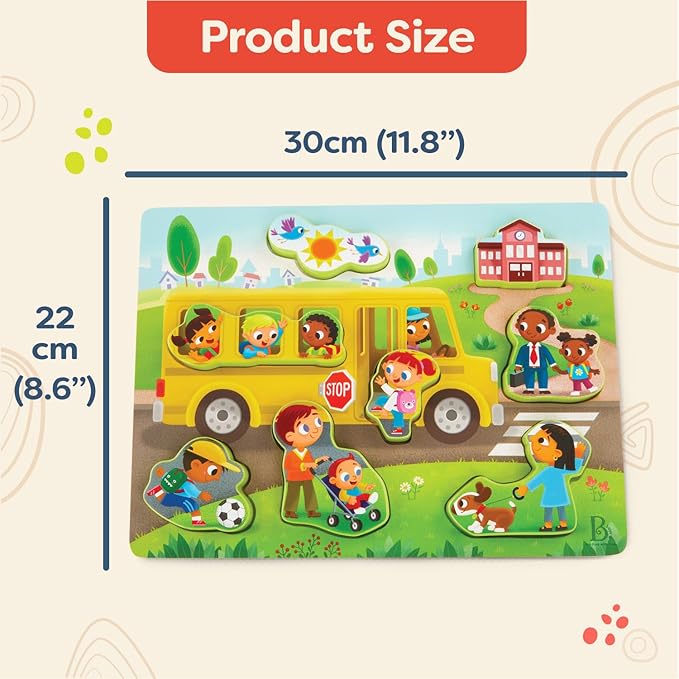 B. toys- Peek & Explore 5-Pack: Bus, Farm, Sea, Space, Dino- Chunky Puzzle 5-Pack – Wooden Puzzles– 8 Pieces Each – 2 Years +