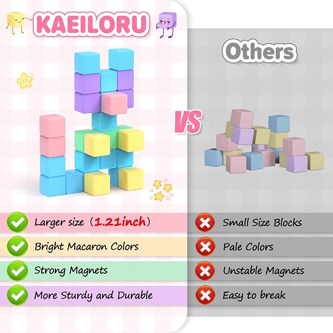 45pcs Magnetic Blocks Building Cubes for Toddlers - Pastel Colors Magnetic Cubes Toys Classroom Must Have STEM Magnet Building Blocks Toy Christmas Birthday Gifts for Girls Boys Ages 1-3 3-5