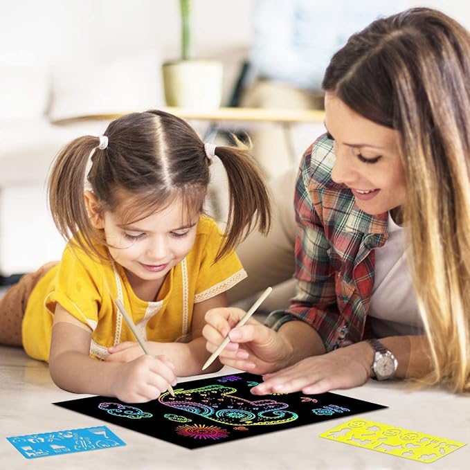 Rainbow Scratch Off Paper for Kids: Easter Crafts Gifts for Kids 60pcs Magic Arts Supplies for Age 3-12 Teen Toys Games for Valentines Birthday Christmas Basket Stuffers |Party Favors(Girls)