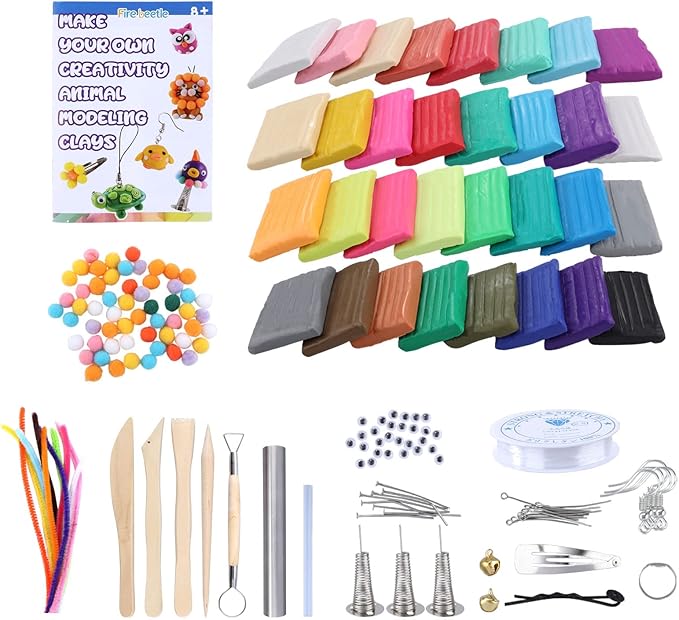 Fire Beetle Polymer Clay Kit, Modeling Clay with Sculpting Tools, Animal Decoration Accessories, Multicolor, 0.907kg, Oven Bake, Ideal for Kids & Adults, Ages 3-12