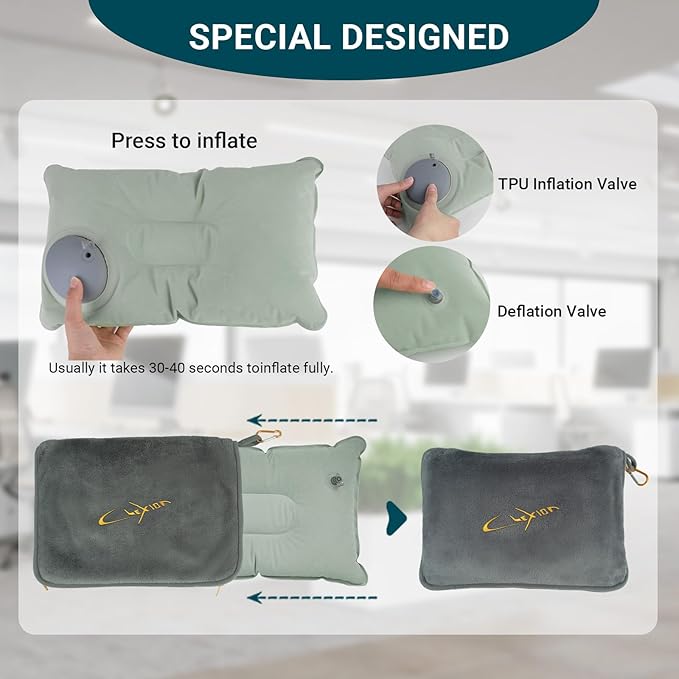 CLEXION Travel Blanket & Pillow Set, 300 GSM Soft Fleece, 60x43 Inches, 3-in-1 Airplane Blanket, Travel Pillow and Blanket Set, Travel Blanket Airplane Compact with Bag, Travel Essentials, Grey