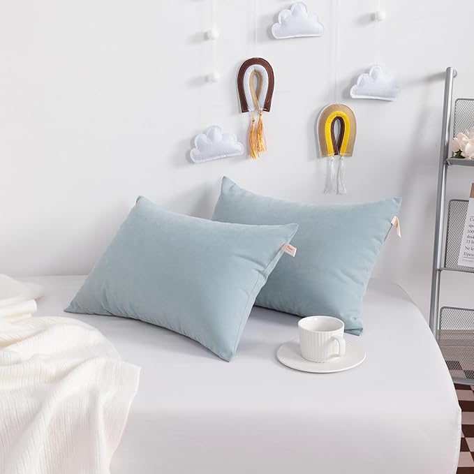 NTBAY Tiny Pillows, Down Alternative 7"x11" Microfiber Mini Pillow for Travel, Pets, Soft Machine Washable Small Pillows for Neck, Wrist, Lumbar and Knee, Sea Green