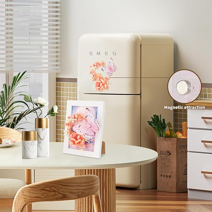 QLT QIAOLETONG Butterfly Insects Flowers Photo Frame Micro Mini Bricks Building Set, Botanical Collection Wall Art Home Office Decor, Ideas Gift Building Toy for Boys Girls Adults（P2278）