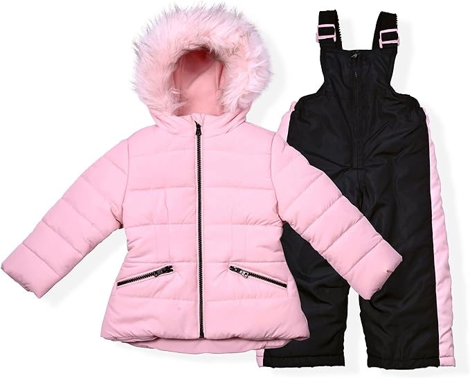 Arctic Quest Little Girls Bib Snow Pants and Ski Jacket Water-Resistant Snowsuit For Kids Winter Jacket For Girls