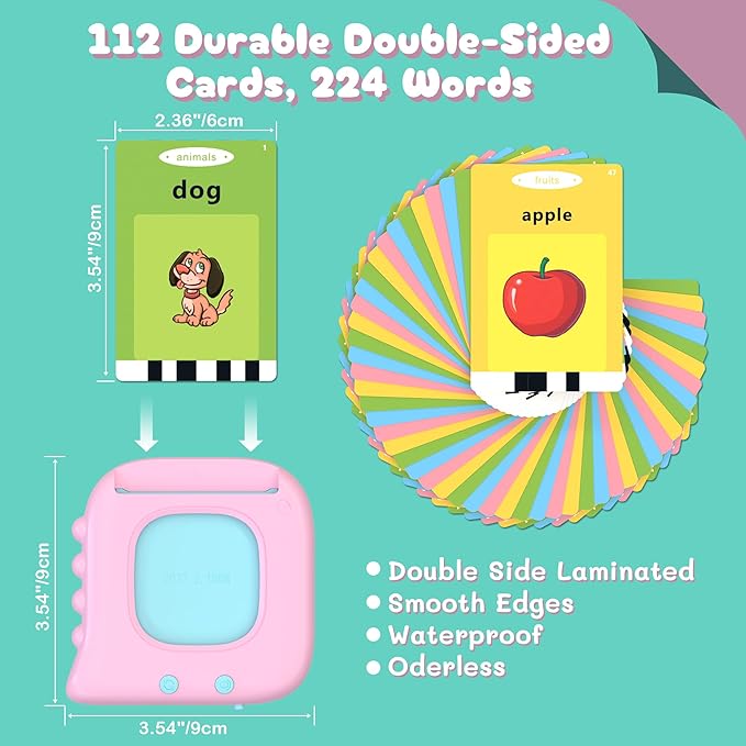 Girls Birthday Gift, Toddler Toys for 1 2 3 4 5 Year Old Girls Gift Idea, 224 Sight Words Talking Flash Cards, Montessori Learning toys, Educational Sensory Toys for Autism, Pocket Speech Theraphy Toy