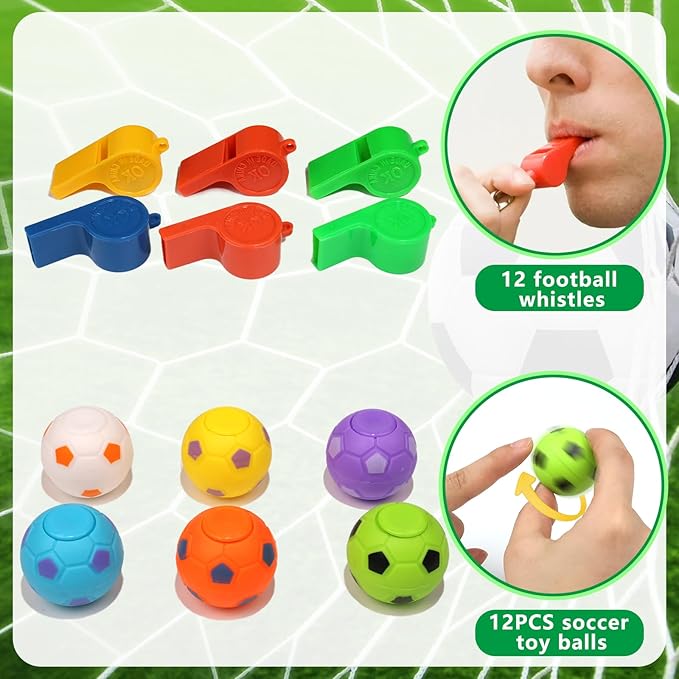 166 Pcs Soccer Party Favors for 12 People Party Supplies with Cup Straw Stress Ball Keychain Sticker Silicone Wristbands Whistle Goodie Bags for Kids Birthday Decorations Gifts