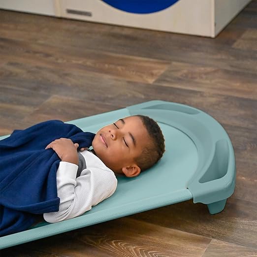 Angeles SpaceLine Cot Toddler Size, Teal, AFB5731GN, Nursery, Daycare and Preschool Portable Nap Cot, Kids Indoor Classroom Sleeping and Rest Cots