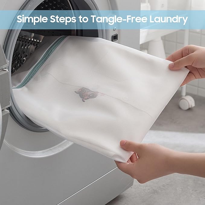 4 Pcs Large Mesh Laundry Bags for Delicates Intimates Lingerie with Zipper 2 Pcs 24” x 24”, 2 Pcs 20” x 24”