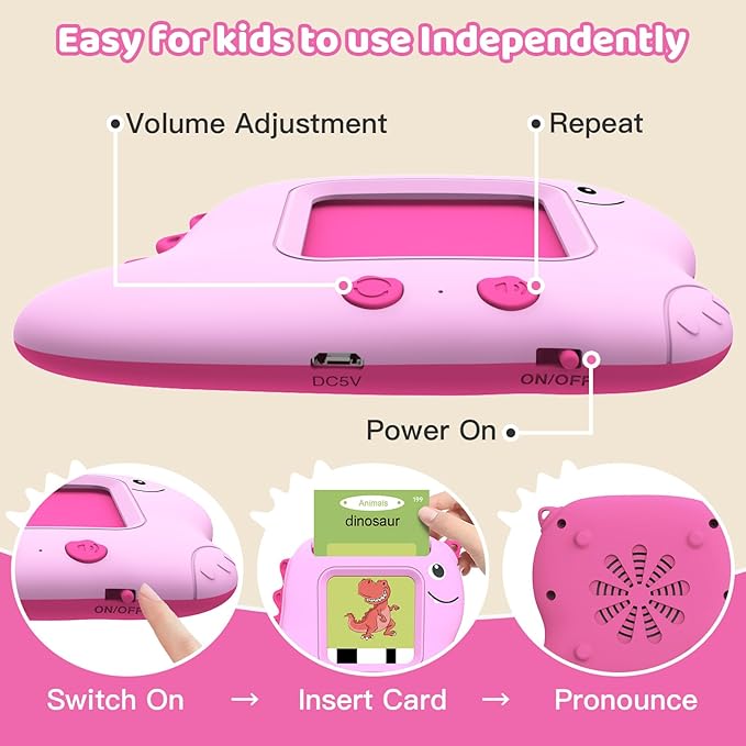 Talking Flash Cards, Montessori Learning Toy for Toddler, Autism Sensory Product Speech Therapy Toys, Preschool Kindergarten Educational Toy Sight Words Phonics for 2 3 4 Year Old Boys Girls