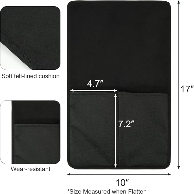 Cosmos Chair Armrest Side Organizer Bedside Caddy Organizer Wheelchair Side Storage Bag Bedside Remote Holder Water Bottle Cell Phone Holder for Couch Recliner Sofa Wheelchair, 10 inches Wide