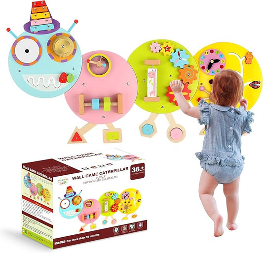 Activity Wall Busy Board: Montessori Sensory Wall Panles Caterpillar Learning Activity Panels - Wall Toys for Toddler Playroom Daycare
