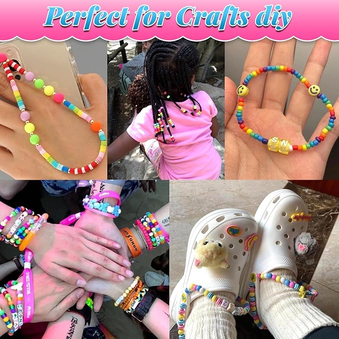 AIPRIDY 3600 Pcs Girls Toys Bracelet Making Kit, Unicorn/Mermaid Jewelry Activity, Flat College Style Beading for Friendship Jewelry Making, DIY Crafts for 4-12 Girls Birthday Christmas Gifts(Pink)