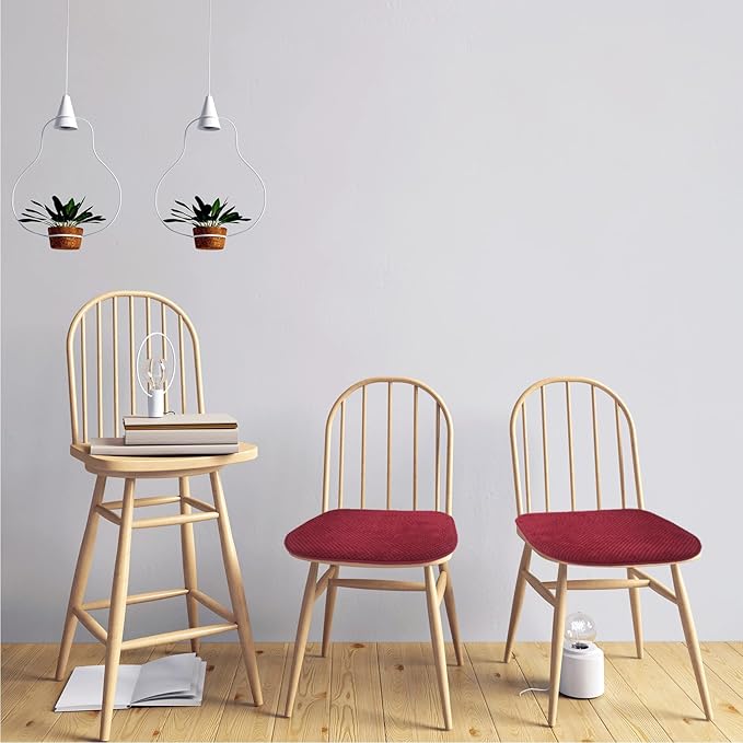 Wine Red Foam Seat Cushions Kitchen Chairs Pads for Dining Chairs Non Slip Patio Seat Cushions Set of 4 Washable U Shaped Soft Thick Large Metal Wooden Chair Cushions,17" x 15"