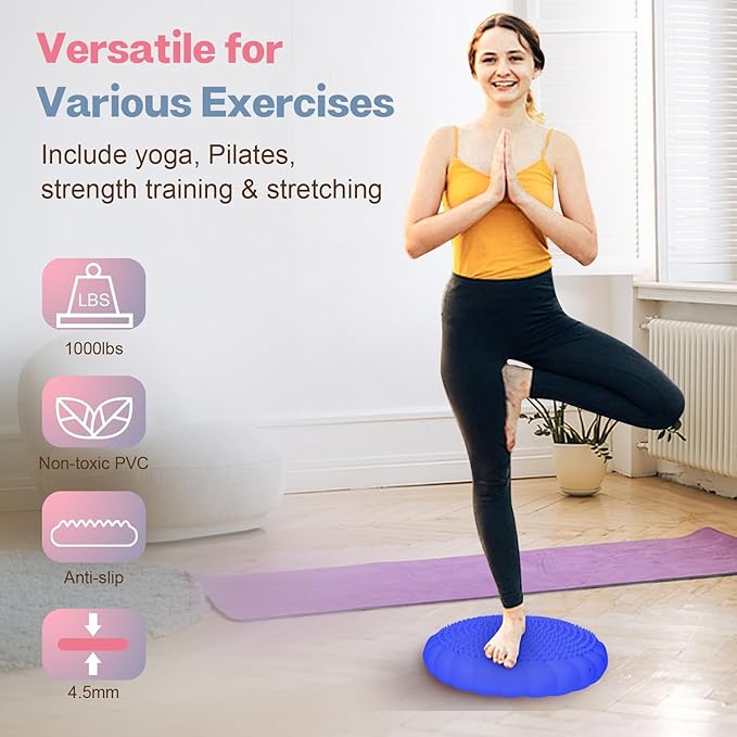 Wobble Cushion, Extra Thick Wiggle Seat for Sensory Kids, Non-slip Balance Disc with Inflation Pump for Adults Core Strength, Posture Improvement & Physical Therapy (13.5in/34cm)