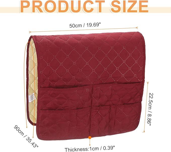 uxcell Couch Sofa Armrest Organizer Non-Slip Chair Arm Recliner Remote Control Organizer with 6 Pockets for Books, Magazines, Tablet, Phone, Wine Red