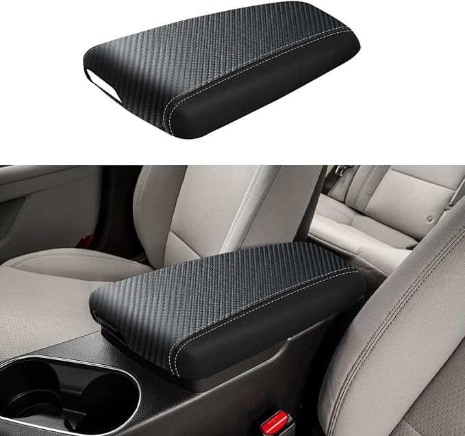 XYHGM Car Center Console Armrest Cover for Kia Optima 2011 2012 2013 2014 2015 Leather Anti-Scratch Central Arm Rest Box Lid Seat Cover Protector Cushion Saver interior Accessories(Carbon Fibre+Black)