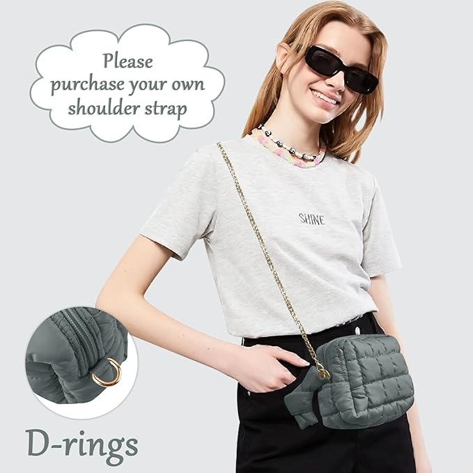 Puffer Quilted Makeup Bag Cosmetic Bags,Puffy Travel Toiletry Pouch for Women,Cute Checkered Zipper Bag Travel Essential,Portable Aesthetic Make up Organizer Bag for Gifts Work Daily(Grey,M)