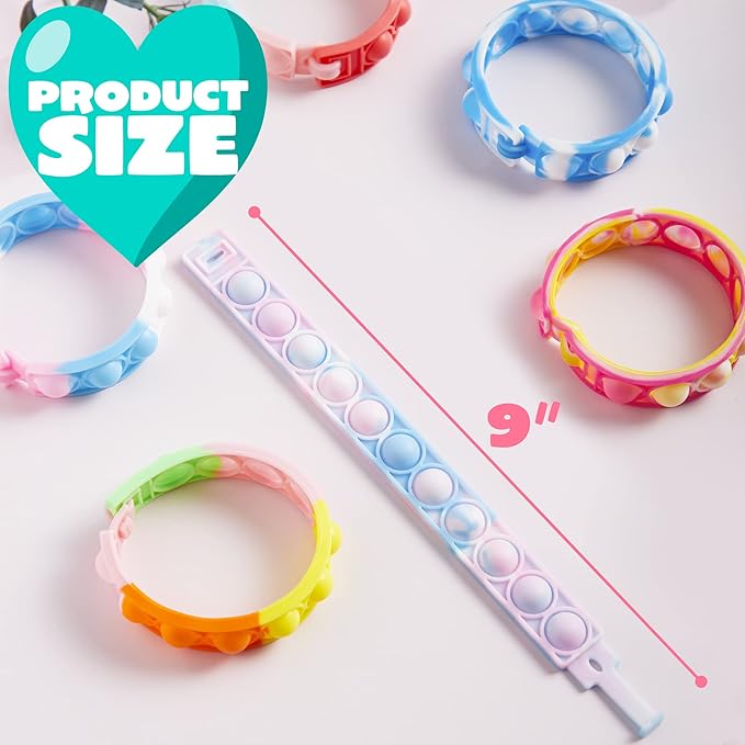 JOYIN 36 Packs Valentines Day Pop Fidget Bracelet, Multicolor Stress Relief Finger Press Bracelets Wristband Fidget Toys for Kids Valentine's Classroom Exchange, Valentine's Party Favors