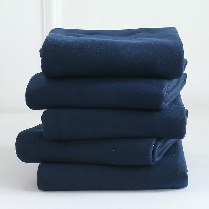 Special SG Glory Fleece Throw Blankets Bulk Fleece Blankets Solid Wholesale Lightweight Warm Soft for Pet Bed Sofa Couch Office Wedding Gifts Travel Seasons (Navy, Pack of 6-50x60 Inches)