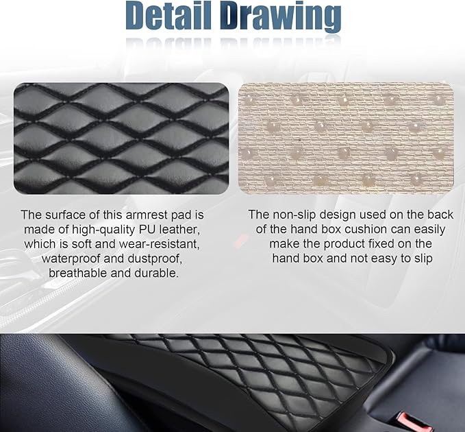 Car Center Console Cover, Universal Leather Waterproof Armrest Seat Box Cover Protector, Comfortable Car Decor Accessories Fit for Most Cars, Vehicles, SUVs-Black