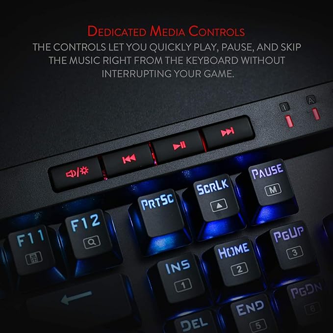 Redragon K580 VATA RGB LED Backlit Mechanical Gaming Keyboard with Macro Keys & Dedicated Media Controls, Hot-Swappable Socket, Onboard Macro Recording (Brown Switches)