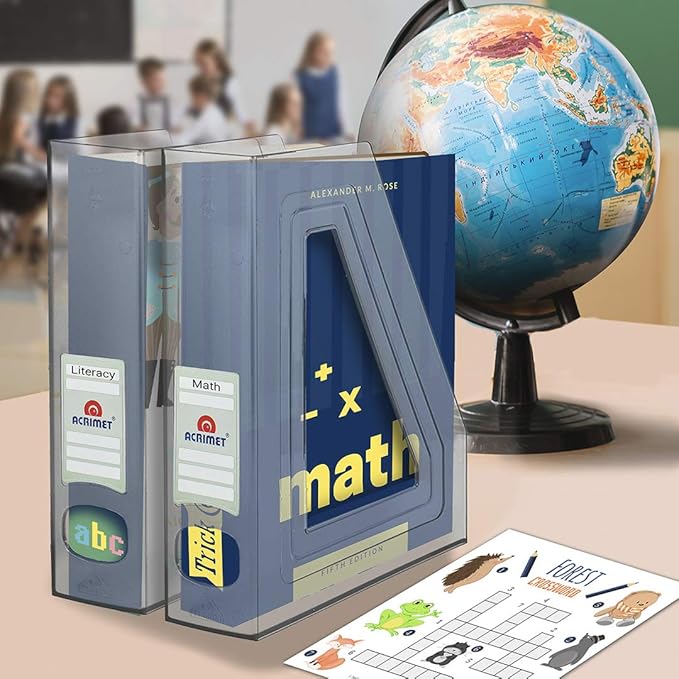 Acrimet Magazine File Holder – Vertical Rack for Documents, Folders and Mail, Durable Plastic Desk Organizer for Office & Home, Clear Crystal (2 Pack)