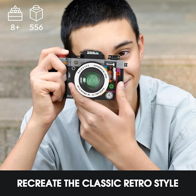 Retro Camera Mini Building Set for Adults, Black Classic Vintage Camera Model, Creative Gifts Toys for Boys Girls 8-12 (556 pcs)