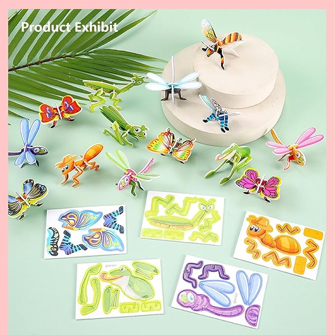 30PCS Flowarmth Puzzle, 3D Cartoon Puzzles for Kids Ages 4-8, Educational 3D Cartoon Puzzle, 30PCS Not Repeating 3D Puzzles for Kids, DIY 3D Animal Jigsaw Puzzles Art Crafts Gifts (Dinosaurs)