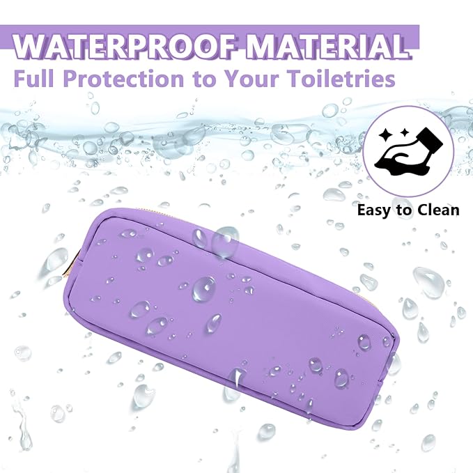 UIXIZQ Small Pencil Case Makeup Bag for Purse, Cute Pencil Pouch Preppy Nylon Makeup Brush Bag with Zipper, Girls Portable Stationery Storage Case Small Pen Bag for Office School College(Slim-Grape)