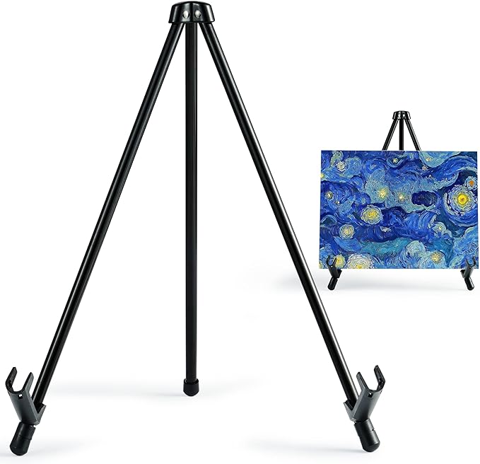 ARTIFY 14'' Tabletop Instant Display Easel, Black Steel Table Top Easels for Display, Tripod for Canvas, Paintings, Signs, Posters