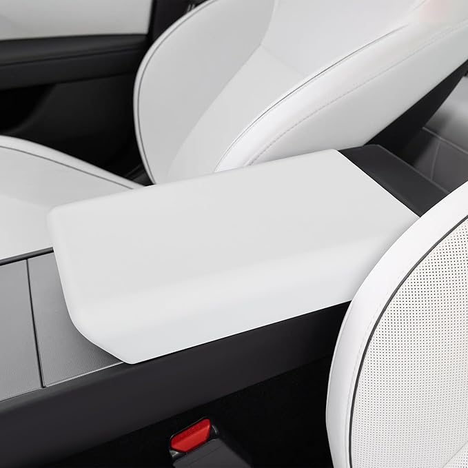frani Center Console Armrest Cover Designed for Tesla Model 3 Highland 2024-2026 and Model Y Juniper 2026 Refresh,Non-Slip Designed with EZ Snap On Install-White
