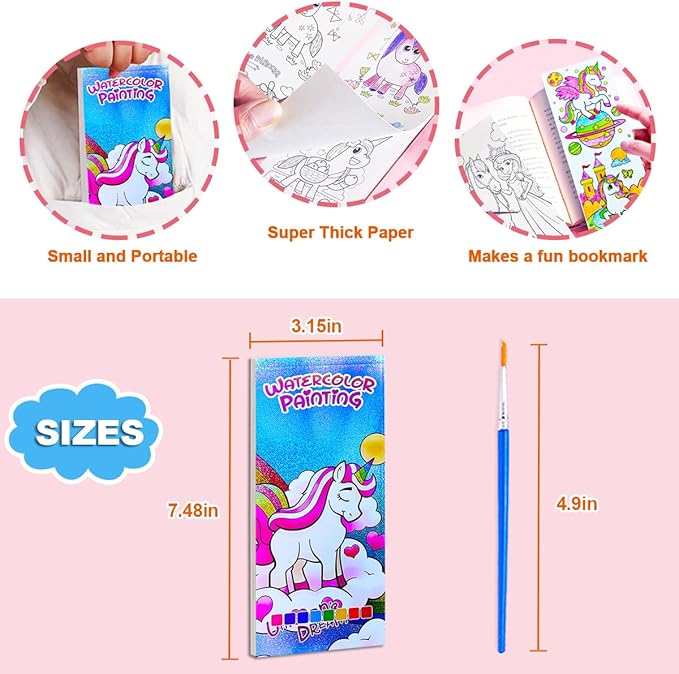 BAOXUE Water Color Paint Sets for Kids, Pocket Watercolor Painting coloring Book, Paint With Water Books for Kids Ages 4-8, Art Craft Set for Girls Boys Drawing with Brush