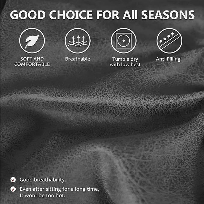 Leather Like Recliner Chair Covers Heavy Duty, 4 Pieces Lazy Boy Recliner Cover for Recliner Chair, Leather Cover for Recliner slipcovers Washable for Pets (Light Grey 2)