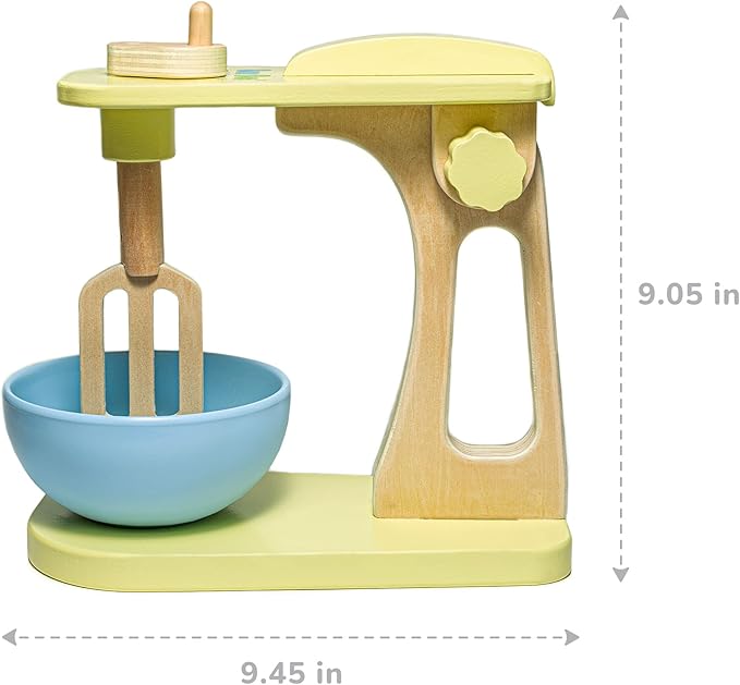 Bimi Boo 10-Piece Wooden Mixer Set for Toddlers - Make-a-Cake Pretend Play Cooking Set - Play Kitchen Accessories for Baking for Boys and Girls