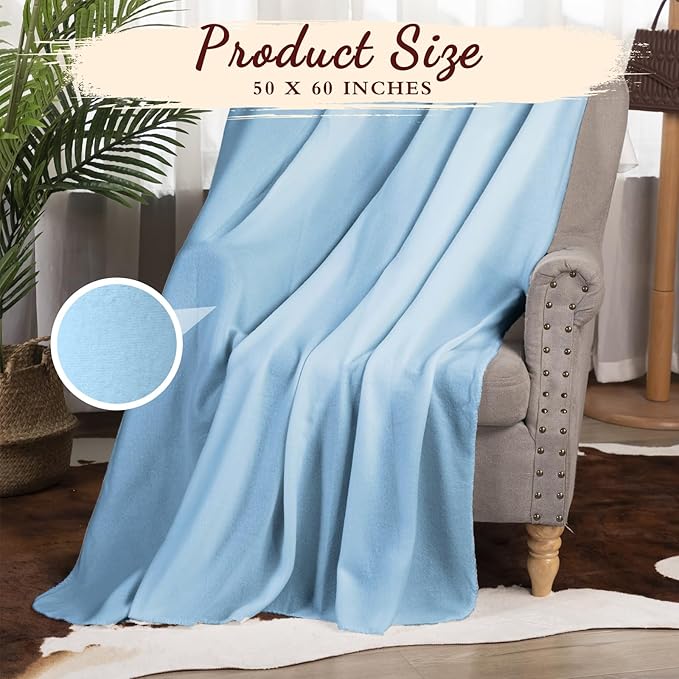 Buryeah 10 Pcs Fleece Blanket Bulk Soft Warm Fleece Blankets Cozy Lightweight Throw Blankets Plush Pet Throw Blanket for Home Bed Sofa Office Wedding Gifts Travel(50" X 60",Light Blue)