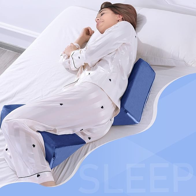 BALAPET 2 Pcs Small Wedge Pillow for Sleeping，Premium Foam Bed Pillow for Side Sleeping,Triangle Wedge Pillow for Leg Elevation,Yoga,Reduce Back Pain(Blue