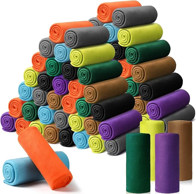 Kinlop Fleece Blanket Bulk 60 x 50 Inch Soft Lightweight Fleece Cozy Blanket Warm Throw Plush Pet Throw for Bed Couch Sofa Home Office Wedding Gifts Travel Camping (Fresh Color,80 Packs)