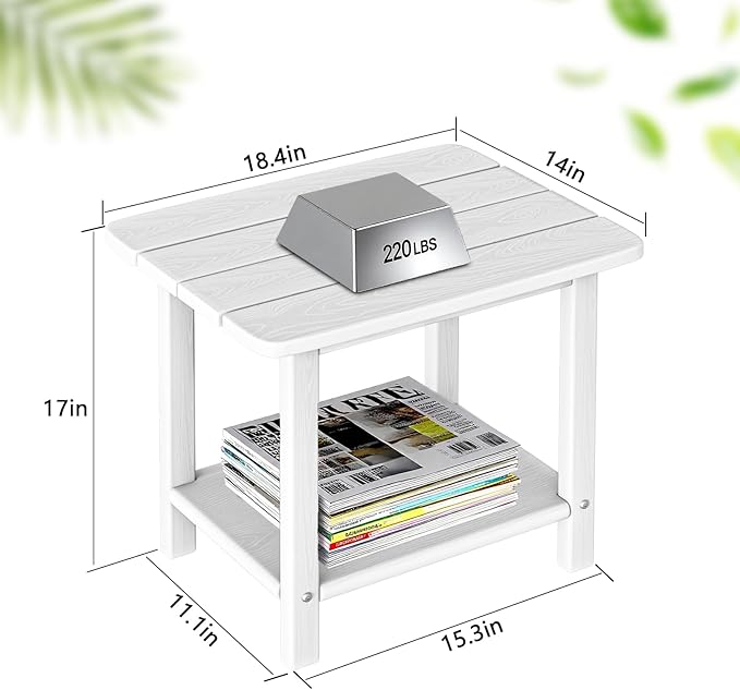 3-Piece Folding Adirondack Chair Set - 38" Extra Tall Back & Embossed Wood Grain, Oversized HDPE Patio Furniture with Side Table & Cup Holders, 380lb Heavy Duty, White