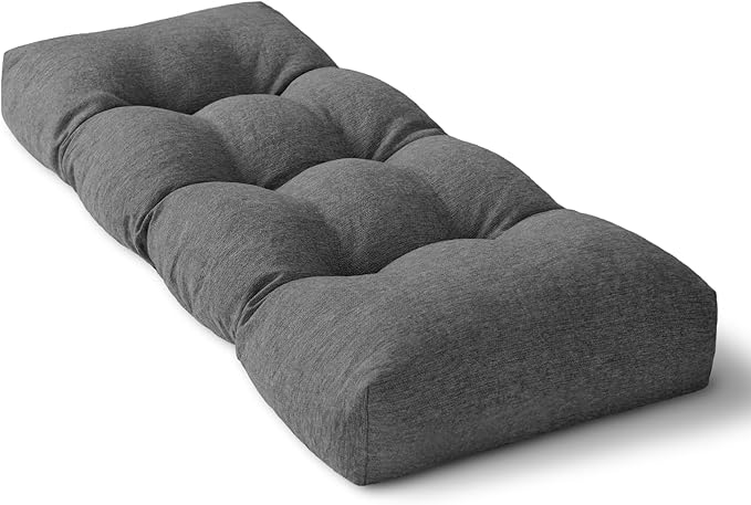 Bench Cushion 42 Inch - Polyester Brushed, High-Density Foam, Non-Slip Bottom, Soft Durable Indoor Tufted Long Seat Cushion for Window Garden Furniture (Dark Gray, 42x16x4 Inch)