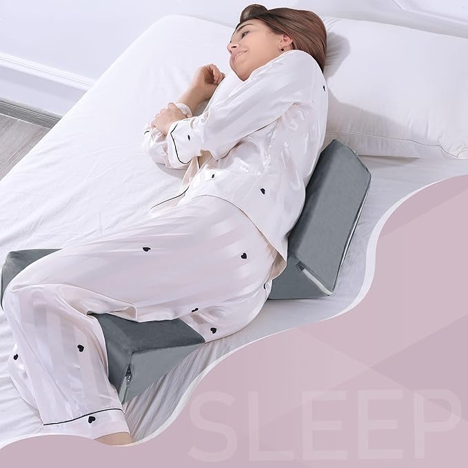 BALAPET 2 Pcs Small Wedge Pillow for Sleeping，Premium Foam Bed Pillow for Side Sleeping,Triangle Wedge Pillow for Leg Elevation,Yoga,Reduce Back Pain(Gray)