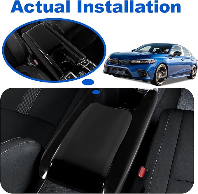 BreTrewri Interior Armrest Console Cover for 2016 2017 2018 2019 2020 Honda Civic 10th gen Honda Civic 2016-2021 Center Armrest Lips Cover Caps Civic Accessories (16-21Civic-Shinny Black 3pcs)