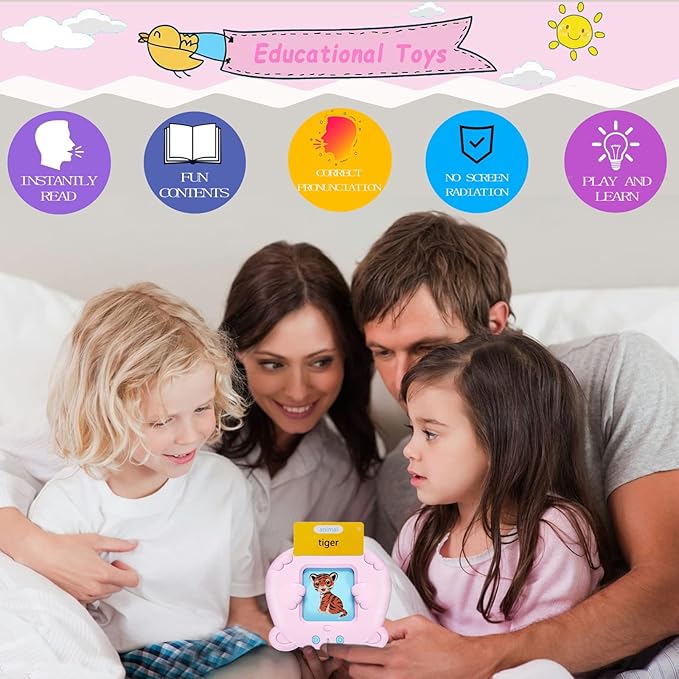 Talking Flash Cards Learning Toys for Toddlers 1-6 Years Old, Preschool Montessori Toys, Speech Therapy Toys Pocket Vocabulary Toy Autism Toys Gifts for Kids, Boys Girls(510 Words New Pink)