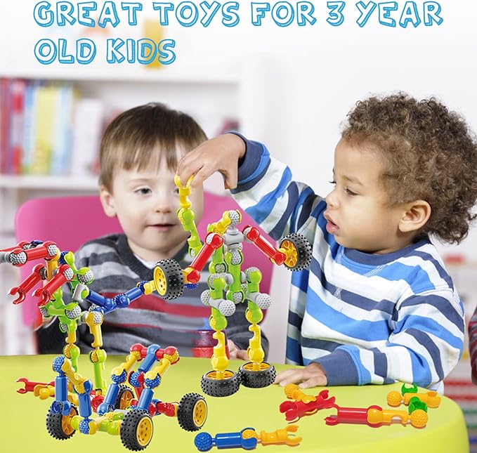 170 Pcs Building Toys for Kids Ages 4-8 with Toy Box Storage, Idea Guide, Building Blocks STEM Toys for 3 4 5 6 7 8 9 Year Old Creative Kids Activity, Christmas Birthday Gifts for Boys Girls