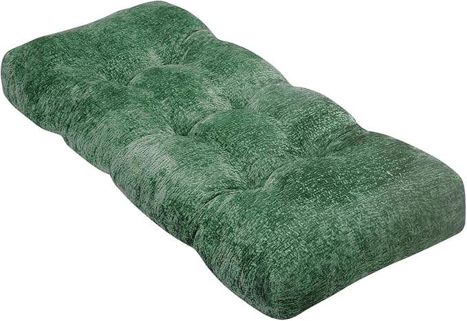 Bench Cushion 36 Inch - Luxury Chenille, High-Density Memory Foam, Non-Slip Bottom, Soft Durable Indoor Tufted Long Seat Cushion for Window Garden Furniture (Green, 36x14x4 Inch)