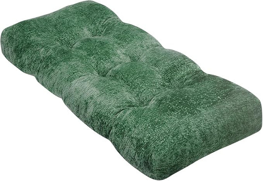 Bench Cushion 36 Inch - Luxury Chenille, High-Density Memory Foam, Non-Slip Bottom, Soft Durable Indoor Tufted Long Seat Cushion for Window Garden Furniture (Green, 36x14x4 Inch)