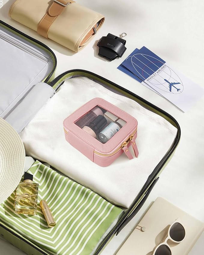 FFpaw Travel Clear Makeup Bag Set, TSA Approved Cosmetic Bag Case with Zipper Portable Makeup Pouch Toiletry Bag Women Traveling Cosmetic Organizer Storage Bag Car Organizer Car Essentials for Women