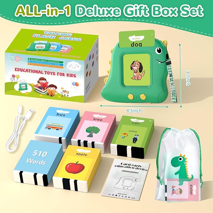 Toddler Toys Talking Flash Cards with 510 Sight Words, Montessori Learning Toys for Toddler 1-3 2-4, Autism Sensory Speech Therapy Toys for Boys Girls 2 3 4 5 6 Year Old Kids Gifts