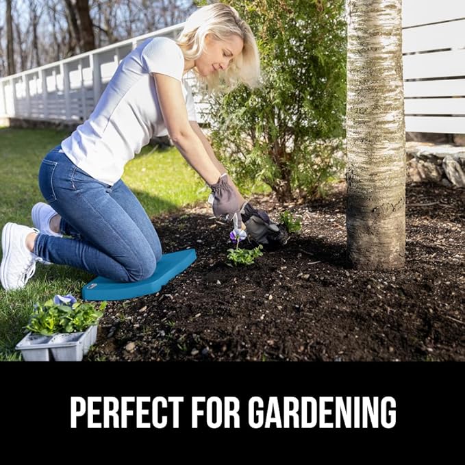 GORILLA GRIP Extra Thick Patent Pending Soft Foam Kneeling Pad, Supportive Large Cushion Knee Pads for Gardening, Baby Bath Time, Dirt and Water Resistant, Workout and Garden Supplies, 17.5x11, Blue