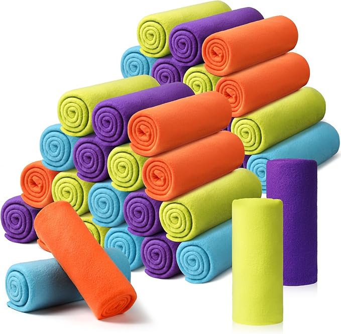 Kinlop Fleece Blanket Bulk 60 x 50 Inch Soft Lightweight Fleece Cozy Blanket Warm Throw Plush Pet Throw for Bed Couch Sofa Home Office Wedding Gifts Travel Camping(Bright Color,40 Packs)